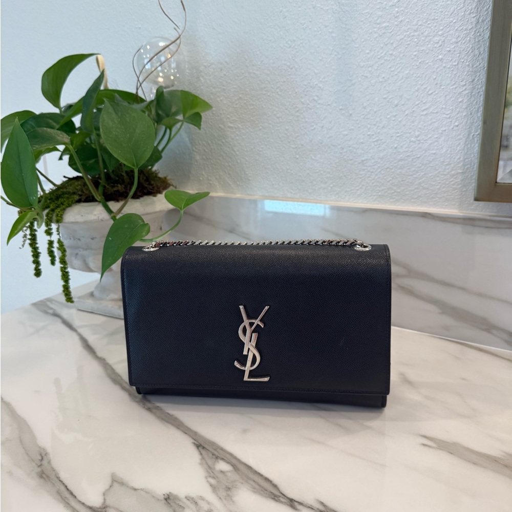 SOLD!! Yves Saint Laurent Black Kate with Silver Accents bag